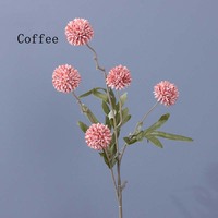 Diente De León artificial de un solo tallo, 5 cabezas de flores y pompones, crisantemos para la mesa de comedor del hogar y la decoración de la sala de estar