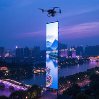 Écran d'affichage à LED personnalisé pour drone extérieur Tapis magique Affichage LED flexible et transparent pour les activités de groupe Célébration
