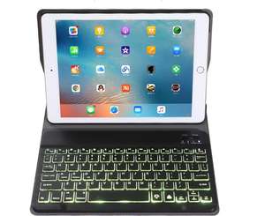 คีย์บอร์ดพร้อมเคสป้องกันสำหรับ iPad 9.7 นิ้ว 2018/2017/ iPad Pro 9.7 นิ้ว/ iPad Air1/<span class=keywords><strong>Air2</strong></span> 9.7 นิ้ว, ฝาครอบพร้อมคีย์บอร์ดแบบมีไฟแบ็คไลท์ BT - Product Image 1