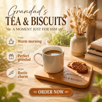 Plateau à biscuits en bois de hêtre personnalisé, gravé, porte-tasses à café pour grand-père et grand-mère, planche à collation en bois, cadeau d'anniversaire pour les grands-parents