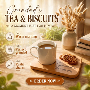 Plateau à biscuits en bois de hêtre personnalisé, gravé, porte-tasses à café pour grand-père et grand-mère, planche à collation en bois, cadeau d'anniversaire pour les grands-parents - Product Image 2