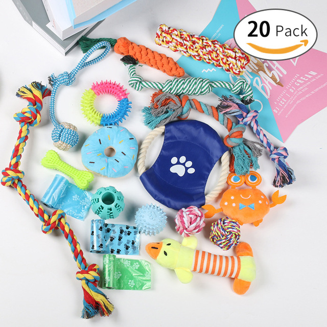 Dog Molar Toy Set with Cotton Rope Bite Resistant Educational Play MQ Combo Package