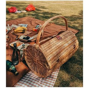 Juego de Picnic con Manta, Cesta para Frutas, Quesos, Flores, Vaina, Marca Preparar, Conjunto de Nevera con Cestas de Mimbre, Maleta y Bolsas para Champaña - Product Image 3