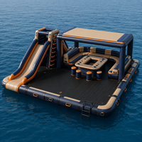 Île flottante gonflable personnalisée avec logo, toboggan, auvent, canapé, table pour lac, complexe hôtelier, vente en gros