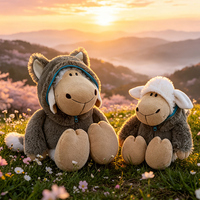 Peluche Mouton Mignon en Costume de Loup, Jouet Doux avec Capuche de Loup, Poupée en Peluche Mouton Somnolent pour Cadeau Enfant et Décoration Maison