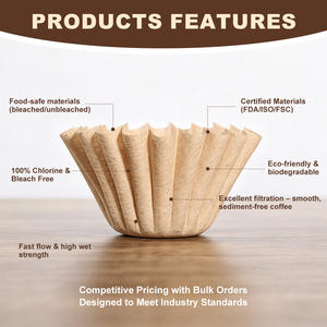 Filtre à café en papier jetable naturel non blanchi compatible avec le filtre à café <span class=keywords><strong>Kalita</strong></span> Wave Dripper séries 155, 185, 200, marque privée - Product Image 3