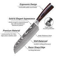 Ensemble de 8 couteaux de cuisine Chef, 8 pouces, japonais, 7CR17 440C, acier inoxydable à haute teneur en carbone, motif damas, couteau à trancher, Santoku