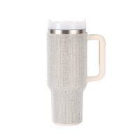 Gradient Color Rhinestone Cup 40Oz Coffee Vacuum Tasse à eau en diamant en acier inoxydable à double paroi avec poignée