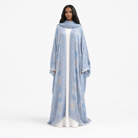 Nouvelle Abaya Pashmina de Luxe Modeste Sharut pour l'Aïd, Style Dubaï, avec Franges, Ouverte sur le Devant, Ensemble Musulman Deux Pièces avec Voile Hijab