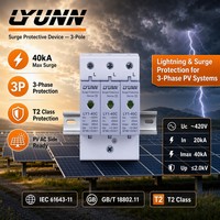 Parafoudre triphasé 3P AC SPD pour système solaire 2.0kV T2 MOV PE, dispositif de protection contre la foudre basse tension 40kA