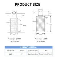 Bouteille de lotion en plastique PET haut de gamme de 100 ml et 150 ml, durable, avec épaule inclinée, pour emballage de toner, vide, avec bouchon disque, vente en gros