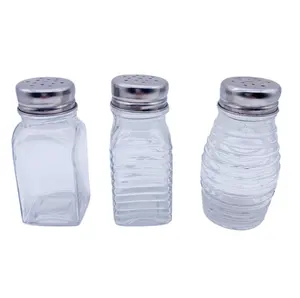 spice condiment clear glass jar with stainless steel shaker cap