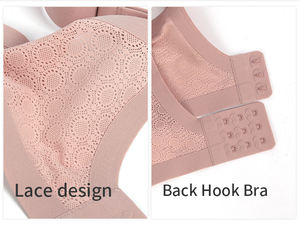 <span class=keywords><strong>Sujetador</strong></span> de dormir sin aros de seda helada con encaje acolchado y soporte, de tela de malla suave con empalmes, sin costuras, con logotipo personalizado, para uso diario, para mujeres y niñas - Product Image 5