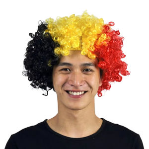 Perruques colorées à thème sportif pour les fans de la Coupe d'Europe de football, coiffure pour fête à thème sportif, accessoires moelleux pour adultes, couvre-cheveux explosif pour carnaval - Product Image 5
