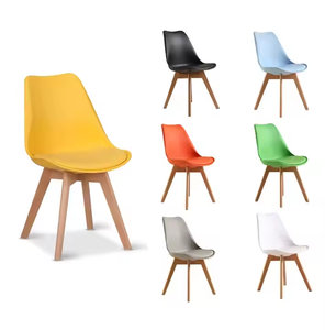 <span class=keywords><strong>Sillas</strong></span> de Plástico Modernas Tipo Tulipán al por Mayor, Silla de Oficina Económica con Patas de Madera, Silla de Comedor Nórdica de PP Fácil de Instalar para Sala de Estar - Product Image 1