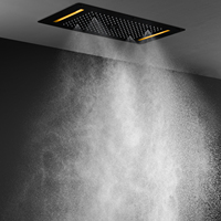 Panneau de douche à 4 fonctions, panneau de pomme de douche, robinets mitigeurs thermostatiques, corps latéral, Jet noir, finition 380x700MM, 2 pièces