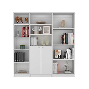 Simla 3-Piece White Living Room Set with 3 Bookcases & <b>Bookshelves</b> - Product Image 1