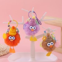 Porte-clés pendentif en peluche 3D super mignon et doux, motifs loutre et canard réalistes, breloque de sac à dos écologique en forme de petit boule de charbon