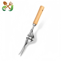 Set Alat Kebun Mini Gagang Kayu Grosir 3pcs Sekop Hortikultura Cangkul Garu Penyiang Gulma untuk Tanaman Pot Penanaman Bunga DIY