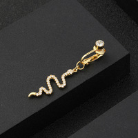 Nouveau faux piercing de nombril serpent en zircon et cristal, bijou de corps sans perçage