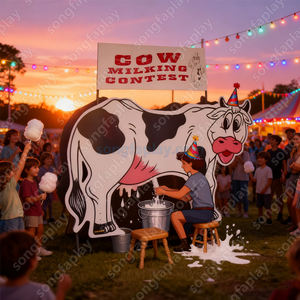 Máquina de Juego de Competición de Ordeño de PVC |   Concurso de Ordeño de Vacas, Carrera Doble |   Juego Interactivo de Carnaval al Aire Libre para Eventos y Fiestas | - Product Image 5