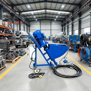 Blue Mortar Spray Machine 45L Hopper 5M Vertical 20M Horizontal Conveying High Efficiency Pump Motor <b>Powered</b> Easy Maintenance - Product Image 2