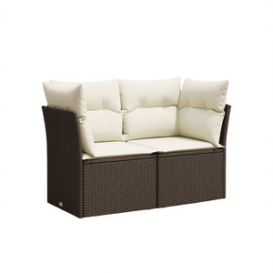 Canapé de jardin en polyrotin moyen, trois places, marron, mobilier d'extérieur réglable - Product Image 1