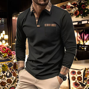 Polo de Manga Larga para Hombre, Talla XL, Nuevo, Deportivo, Casual, de Verano, Tejido de Punto Sólido con Diseño de Leopardo y Botones - Product Image 2