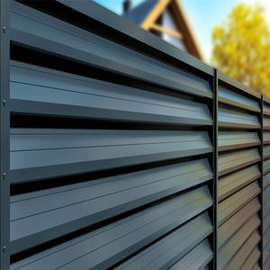 Clôture en aluminium à lamelles abordable, <span class=keywords><strong>protection</strong></span> solaire et prévention de la rouille, couleur crème/noir/gris, clôture d'intimité sur mesure de 1,8/2 m de hauteur - Product Image 2