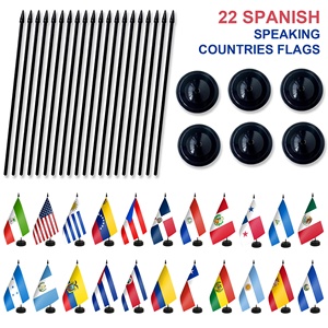 Meistverkaufte 22 Spanischsprachige Länder Mini-Tischflaggen 14x21cm, Hispanic Heritage Month Latino Schreibtischflaggen-Set mit Standfuß - Product Image 2