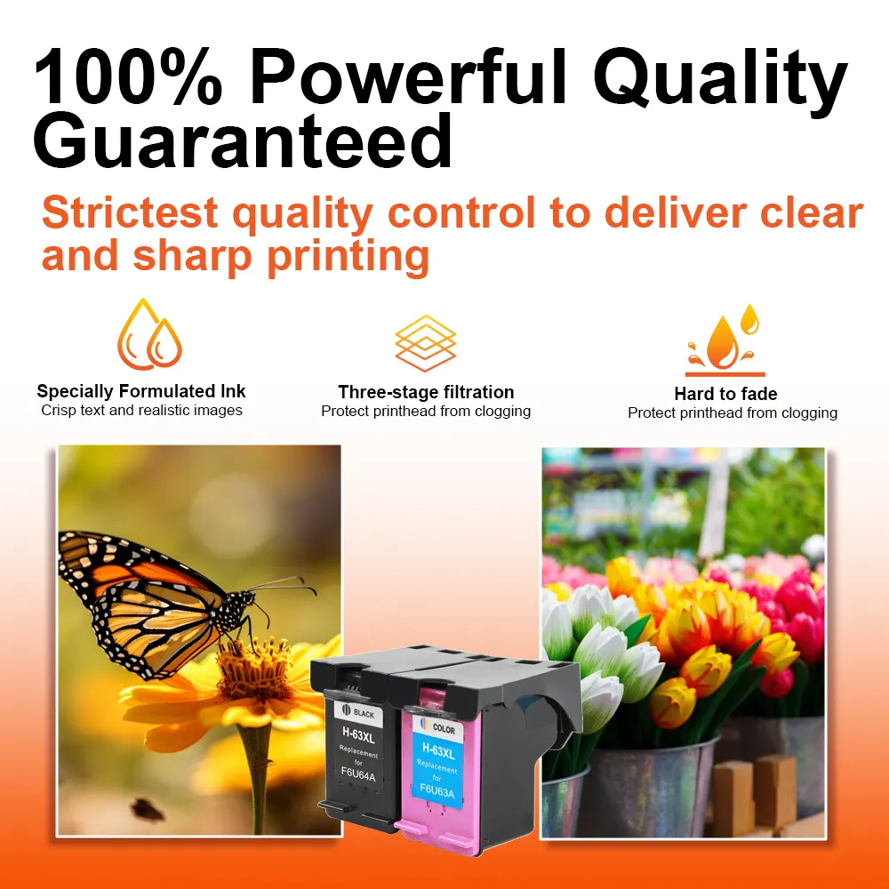 Topjet, venta al por mayor, cartucho de tinta de Color Premium remanufacturado 63XL 63 XL para impresora de inyección de tinta HP HP63 HP63XL Deskjet 1110 2130 3630