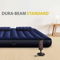 INTEX 64765 Tragbare Aufblasbare Matratze Classic Downy Indoor/Outdoor Luftbett mit Handpumpe & Kissen 1,52m X 2,03m X 25cm