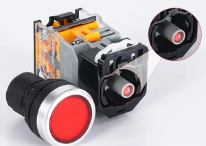 La38 loại duy trì LED <span class=keywords><strong>Flush</strong></span> chiếu sáng đẩy nút Thiết bị chuyển mạch 22mm phẳng đầu nhựa 2NO chuyển đổi ánh sáng - Product Image 3