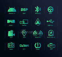 Autoradio rétractable 7 pouces noir brillant, Android 16 Octa Core 2 Go 32 Go, CarPlay sans fil, Android Auto, DSP, IPS, BT5.1