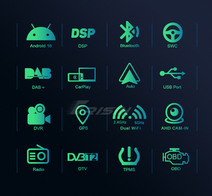 Autoradio rétractable 7 pouces noir brillant, Android 16 Octa Core 2 Go 32 Go, CarPlay sans fil, Android Auto, DSP, IPS, BT5.1 - Product Image 2