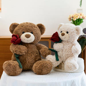 现货玫瑰花毛绒玩具熊毛绒公仔生日礼物泰迪熊情人节礼物棉质填充熊毛绒玩具 - Product Image 4