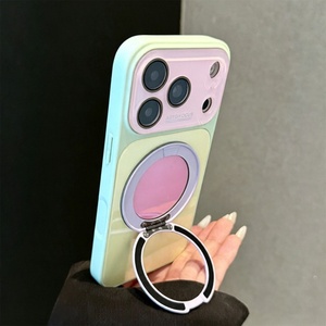 เคสโทรศัพท์แม่เหล็กแบบมีแผ่นกระจกด้านหลังลายบล็อกสีแฟชั่น สำหรับ iPhone 18 13 14 15 16 17 Pro Max พร้อมการปกป้อง 360 องศา °   ฝาครอบเลนส์แบบตั้งได้ - Product Image 5
