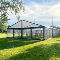 Tente de mariage transparente à cadre noir de qualité commerciale, taille personnalisée, structure en aluminium, toit transparent, chapiteau pour événements de luxe en plein air
