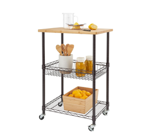 Wood Top Kitchen Multi-Functional Utility Trolley Commercial Mobile Kitchen Storage Cart - Product Image 3