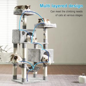 Torre para Gatos Alta de Madera Ecológica de Lujo con Logotipo Personalizado, Color Gris, con Poste Rascador para Gatos de Interior, Halloween - Product Image 6