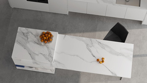 Dalles de porcelaine en pierre frittée effet marbre <span class=keywords><strong>travertin</strong></span> 1600x3200 pour escaliers, îlots de cuisine et comptoirs souples en quartz artificiel - Product Image 5
