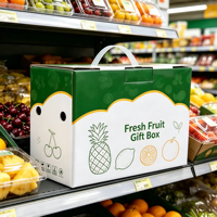 Boîtes alimentaires en carton ondulé imprimées sur mesure, boîtes cadeaux réutilisables en carton pour fruits avec poignée pour l'expédition et les cadeaux