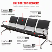 Chaise longue moderne en métal, siège d'attente en fer pour espaces publics, aéroports, hôtels, bureaux, salons, écoles, hôpitaux