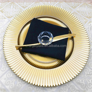 Vajilla Económica al por Mayor, Decoración para Bodas, Plato Base de Cristal Dorado - Product Image 1