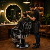 Fauteuil de Barbier Vintage Antique pour Salon, Durable, Ergonomique, Utilisation Hôtelière, Siège en Cuir, Cadre en Acier Inoxydable pour Hommes