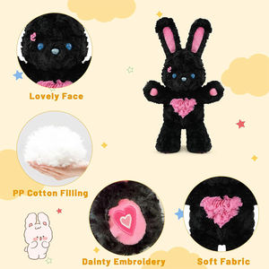 U627 تخصيص لطيف أرنب لينة أفخم لعبة محشوة الحيوانات هدايا عيد الفصح عيد ميلاد لتزيين غرفة الأطفال أرنب أسود أفخم اللعب - Product Image 4