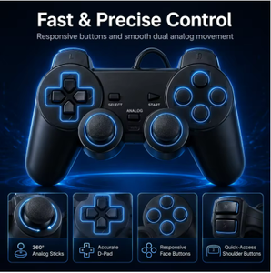 Controlador con Cable para <span class=keywords><strong>PS2</strong></span>, Gamepad para Consola PlayStation 2, Joystick con Vibración <span class=keywords><strong>Dual</strong></span> <span class=keywords><strong>Shock</strong></span>, Plug and Play, Accesorios de Repuesto para Juegos - Product Image 2