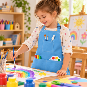 Delantal de Pintura Azul Cielo para Niños con Correa Ajustable para el Cuello y Bolsillos Delanteros para Arte y Manualidades Escolares - Product Image 6