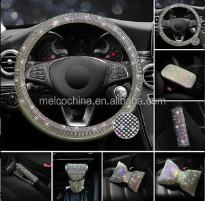 MELCO-Couvre Volant Bling en PU pour <span class=keywords><strong>Femme</strong></span>, 8 Pièces, Accessoires de Voiture Noirs, Modèle A1 - Product Image 2