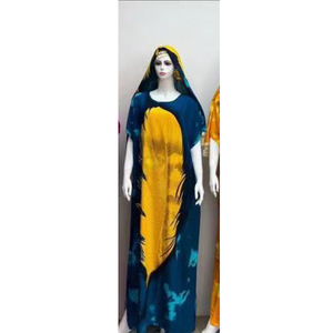 Robe longue pour femme à imprimé africain - Robe Bubu ornée de paillettes avec écharpe, robes grande taille tendance - Product Image 6